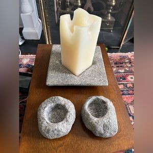Party lite stone  Pillar and tea light holders